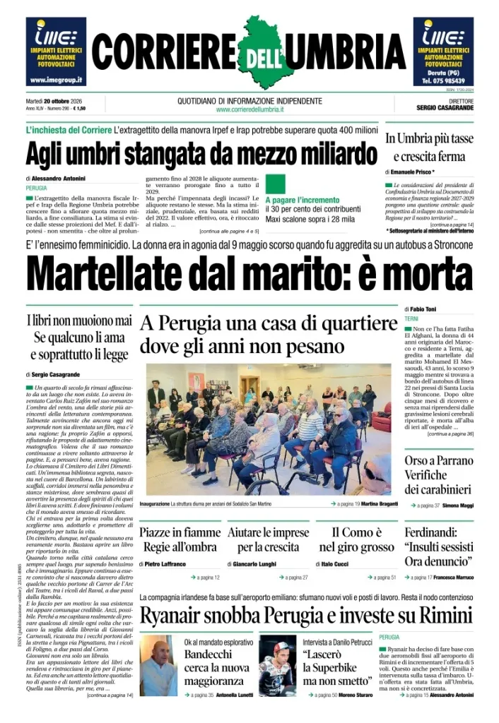 Prima-pagina-corriere umbria-del-2026-10-20